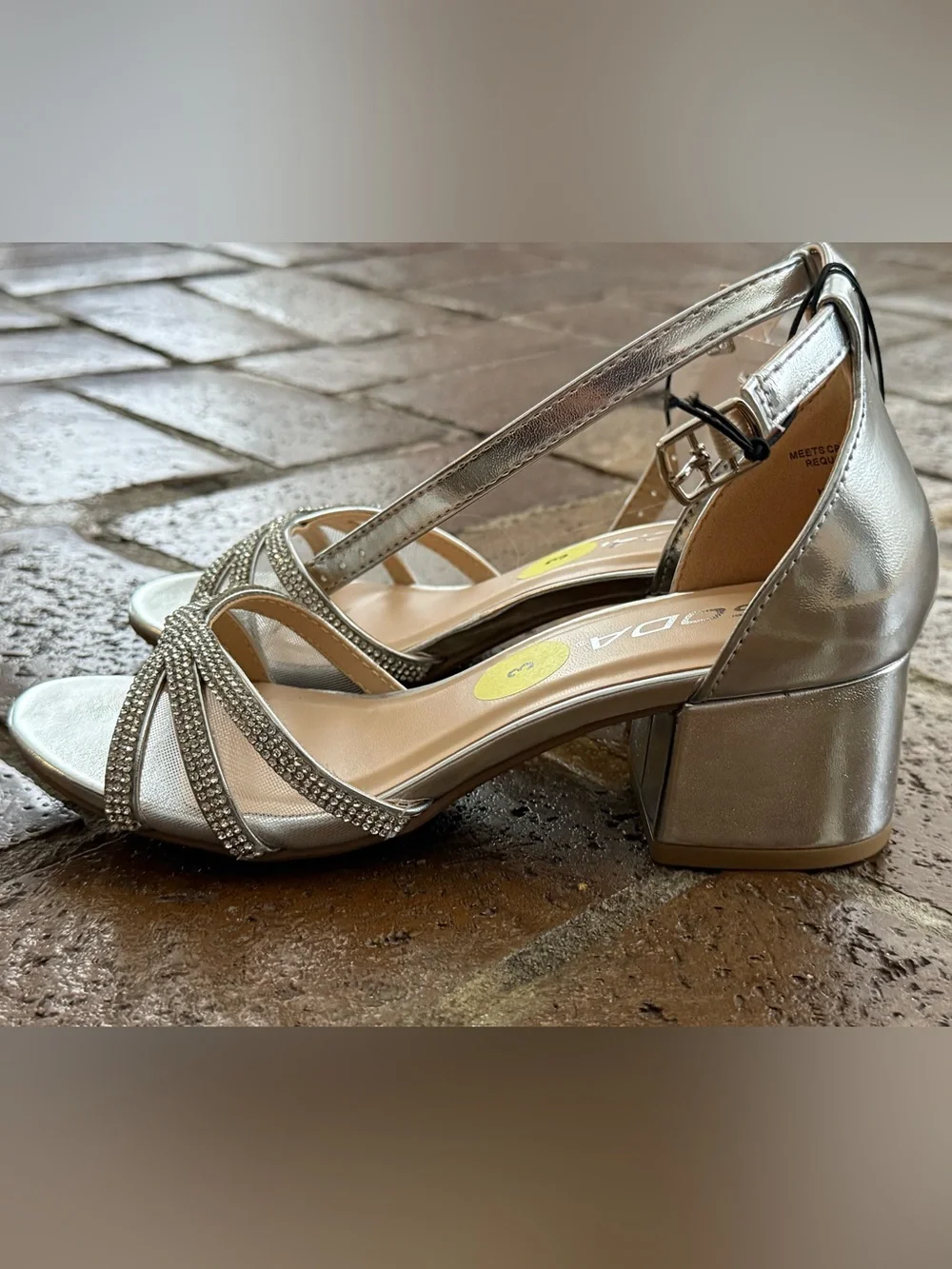 Soda Silver Rhinestone Strappy Open-Toe Sandals